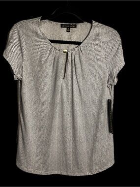 Always Indigo Brand White Dot Short-Sleeve Blouse Size Small